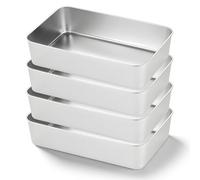 SUNOYA Lot de 4 moules à cake en acier inoxydable - 33 x 15 x 6,5 cm - Rectangulaires - Pour pain, gâteau, toast, facile à nettoyer - Passe au lave-vaisselle