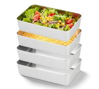 SUNOYA Lot de 4 Moules À Pain En Acier Inoxydable, rectangulaire en acier inoxydable, plats à gratin carrés en acier inoxydable 33 x 15 x 6,5 cm, moules à pain rectangulaires pour toast, pain