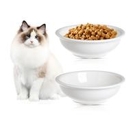 SUNOYA NomDeMarque Gamelle en Céramique Surélevée: 2 Pièces Gamelle Élégante pour Chat, Gamelle Antidérapante, pour La Maison (Blanche/360ml)