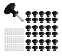 SUNOYA Poignee de Meuble Cuisine 30 Pièces, Bouton de Porte Noir Mat, Bouton de Meuble, Poignée Tiroir, Poignée Meuble Poignet de Porte Cuisine, Bouton Meuble Boutons de Portes pour Placards Cuisine