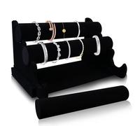 SUNOYA Présentoir à Bijoux en Velours Avec 3 Étages Amovibles pour Bracelets, Montres, Colliers (Noir)