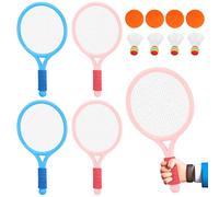 SUNOYA Raquette De Tennis Pour Enfants: 4 Pièces Jeu De Raquettes Et De Badminton, Pour Sport Intérieur Et Extérieur, Avec Sac De Transport (Orange)