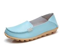 Sunporx Mocassins de Conduite pour Femmes Cuir Mocassins Confortables Respirant Mocassin d’infirmière Orteil Rond Marche Sauvage Mode Chaussures Douces