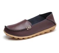 Sunporx Mocassins de Conduite pour Femmes Cuir Mocassins Confortables Respirant Mocassin d’infirmière Orteil Rond Marche Sauvage Mode Chaussures Douces