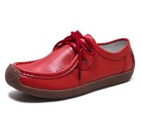 Sunporx Mocassins en Cuir à Lacets pour Femmes Chaussures de Conduite en Cuir Oxfords Antidérapants et Confortables