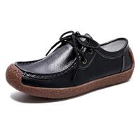 Sunporx Mocassins en Cuir à Lacets pour Femmes Chaussures de Conduite en Cuir Oxfords Antidérapants et Confortables