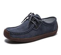 Sunporx Mocassins en Cuir à Lacets pour Femmes Chaussures de Conduite en Cuir Oxfords Antidérapants et Confortables