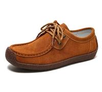 Sunporx Mocassins en Cuir à Lacets pour Femmes Chaussures de Conduite en Cuir Oxfords Antidérapants et Confortables