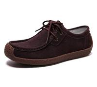 Sunporx Mocassins en Cuir à Lacets pour Femmes Chaussures de Conduite en Cuir Oxfords Antidérapants et Confortables