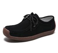 Sunporx Mocassins en Cuir à Lacets pour Femmes Chaussures de Conduite en Cuir Oxfords Antidérapants et Confortables