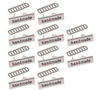 SUNPRETTY Lot de 10 étiquettes rectangulaires en métal faites à la main pour vêtements, jeans, chaussures, sacs, vêtements, noir, 3,6 x 1 cm