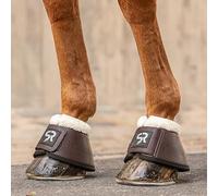 SUNRIDE Cloches de Sabot avec Fourrure (Set de 2) pour Chevaux - en Cuir véritable et néoprène - pour protéger des Coups de Boule (M/Petit Cheval, Marron)