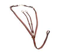 SUNRIDE Collier de Chasse Cuir avec Martingale Cheval (Windsor) - Fixation 3-Points - Fourche Martingale Amovible - Inserts élastiques - réglable (Cognac, COB)
