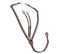 SUNRIDE Collier de Chasse Cuir avec Martingale Cheval (Windsor) - Fixation 3-Points - Fourche Martingale Amovible - Inserts élastiques - réglable (Full, Marron)