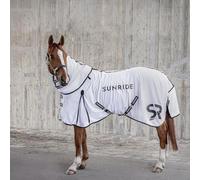 SUNRIDE Couverture Anti-Mouches (Miami) avec Partie du Cou Amovible et Plus de liberté de Mouvement, indéchirable, élastique et Robuste (Blanc, 165 cm)