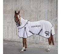 SUNRIDE Couverture Anti-Mouches (Miami) avec Partie du Cou Amovible et Plus de liberté de Mouvement, indéchirable, élastique et Robuste (Blanc, 105 cm)