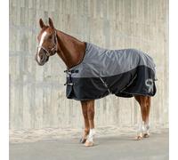 SUNRIDE Couverture d'hiver pour Cheval 250g (Helsinki) - réfléchissante, 1200D Ripstop - Partie Couvrant Le Cou en Option - Peut être combinée avec des sous-couvertures (135 cm, Noir/Gris)