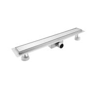 Sunrik Caniveau de Douche 70cm à Carreler, Acier Inoxydable, Kit Complet | Extra plat, En acier inoxydable, Kit complet avec siphon et tamis à cheveux