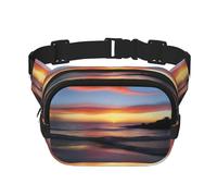 Sunrise Bliss Square Sac banane double couche pour activités de plein air telles que le sport, les voyages, la randonnée, le cyclisme, Noir , Taille unique