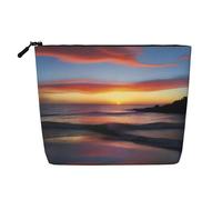 Sunrise Bliss Trousse de maquillage imperméable en imitation lin avec fermeture éclair pour vos besoins quotidiens ou de voyage, Noir , Taille unique