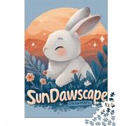 Sunrise Bunny Garden Puzzles 1000 Pièces Cadeau Unique Jeu Éducatif Défi Jouet À De Qualité Supérieure Peinture Art pour Adultes Et Enfants À Partir De 12 Ans 52x38cm/1000pcs