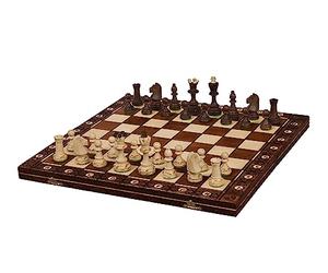 Sunrise Chess - Échiquier en Bois Senator - Jeu d'Échecs de Luxe avec Pièces Lestées et Gravées à la Main