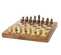Sunrise Chess & Games Échecs magnétiques marquetés de Voyage, 30 cm | Pièces magnétiques, plateau en bois marqueté 30 cm, format de voyage compact, rangement pliable