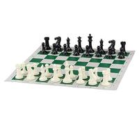 Sunrise Chess & Games Échiquier Vinyle Enroulable n° 6, Vert | 50 x 50 cm, cases 57 mm, avec coordonnées, cases blanc/vert, rangement compact