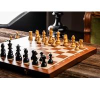 Sunrise Chess & Games German Staunton Tournoi n° 5 | Coffret pliable 49 cm, cases 50 mm, roi 90 mm, pièces en buis et acacia ébonisé