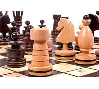 Sunrise Chess & Games - Grand Jeu d’échecs en Bois Kingdom 50 x 50 cm - Pièces laquées avec incrustations en Laiton et échiquier Pliable