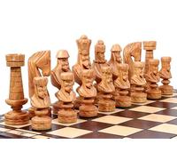 Sunrise Chess & Games - Grand Jeu d’échecs en Bois Large Cezar 60 x 60 cm - Pièces sculptées en Bois de Cerisier avec échiquier Pliable