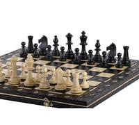 Sunrise Chess & Games - Jeu d’échecs en Bois Consul New Line Noir 49 x 49 cm - Pièces Staunton lestées avec échiquier Pliable