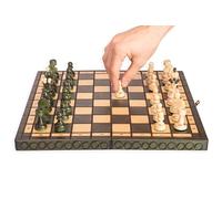 Sunrise Chess & Games - Jeu d’échecs en Bois Kleine Perle Vert 35 x 35 cm - Échiquier Pliable Compact avec pièces et Insert