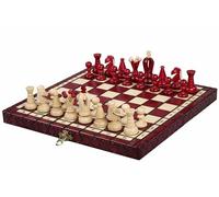 Sunrise Chess & Games Jeu d’échecs Royal 30 cm, Rouge Cerise | Plateau pliable 30 cm, format compact, rangement intérieur, finition rouge cerise, poids 0,6 kg