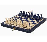 Sunrise Chess & Games Jeu d’échecs Royal Compact 30 cm, Bleu | Plateau pliable 30 cm, format compact, rangement intérieur, finition bleue, poids 0,6 kg