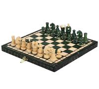 Sunrise Chess & Games Jeu d’échecs Royal Compact 30 cm, Vert | Plateau pliable 30 cm, format compact, rangement intérieur, finition verte, poids 0,6 kg