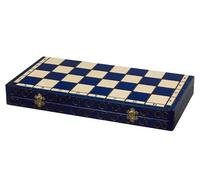 Sunrise Chess & Games Jeu d’échecs Royal en Bois, 44 cm, Bleu | Plateau pliable 44 cm, pièces en charme, roi 80 mm, rangement intérieur, finition bleue