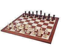 Sunrise Chess & Games Pièces Staunton n° 6 avec Coffret foncé | Pièces en buis sculptées à la main, lestées et feutrées, coffret en bois foncé, forme classique
