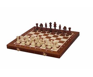 Sunrise Chess | Tournoi d’échecs | Numéro 4 | Jeu d’échecs Professionnel | Fabriqué en Bois | Durable | Nombres pondérés | Marqueterie de Carton | Cassette avec Compartiments