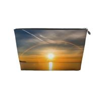 Sunrise Horizon Trousse de toilette de voyage en cuir PVC avec fermetures éclair dorées, organiseur étanche pour maquillage, articles de toilette et essentiels, Argenté., Taille unique, Trousse de