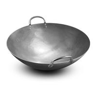 SUNRISE KITCHEN SUPPLY Wok robuste en acier carbone style Hong Kong (fond rond) 38,1 cm