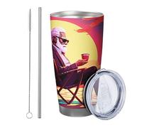 Sunrise Lot de 1 gobelet en acier inoxydable incassable pour voyage, piscine, bibliothèque extérieure, avec couvercle, 591 ml