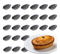 Sunrise Lot de 24 moules pour pasticciotti Leccesi, emporte-pièces en aluminium antiadhésif, moules ovales, fabriqués en Italie, 10,5 x 7 cm, pour four et friteuse à air (24)