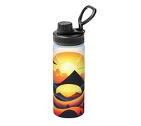 Sunrise Mountain Bouteille thermos de sport en acier inoxydable 532 ml Motif imprimé complet Convient pour l'extérieur, les transports et le camping