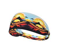 Sunrise Mountain Prints Bandeau de sport élastique respirant et évacuant la transpiration Convient pour le yoga, la course à pied et le fitness
