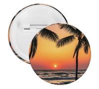 Sunrise of on The Sea Badge rond en métal - Broche légère pour sac à dos - Épingles tendance pour chemises, vestes, châles, manteaux - Unisexe, 5PCS, Fer blanc, épingles rondes en métal