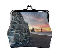 Sunrise on Beach Print Petit Porte-Monnaie Kiss-Lock Pochette en Cuir Changer de Portefeuille Cadeaux pour Hommes Femmes