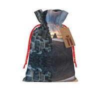 Sunrise On Reynisfjara Sac de Noël avec cordon de serrage Motif plage 12 x 17 cm