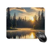 Sunrise on The Lake Tapis de souris carré avec base en caoutchouc antidérapant 20 x 25 cm Tapis de souris de jeu ultra fin pour ordinateur portable Accessoires de bureau
