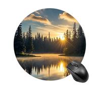 Sunrise on The Lake Tapis de souris rond à glissement lisse Tapis de souris de jeu extra densité portable confortable pour bureau, maison, bureau, 20 x 20 cm